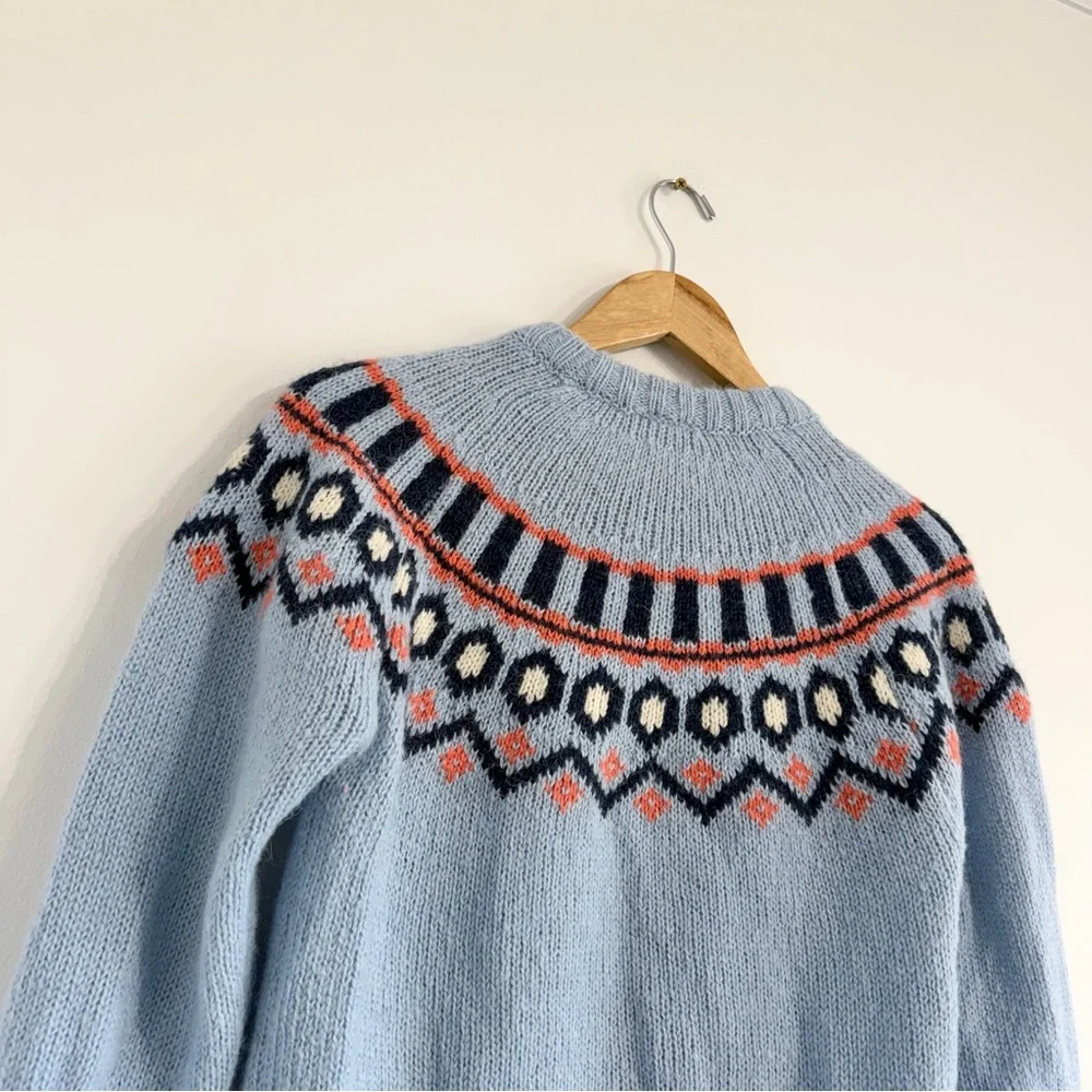 Kari Traa Ringheim Knit Sweater blue orange fair isle alpaca wool blend - Picture 5 of 8